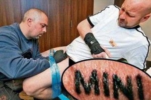 Man gets small penis humiliation tattoo to win a Mini Cooper Contest
