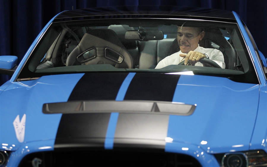 Barack Obama Blue Mustang